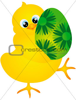 Chick Carrying Easter Egg Illustration
