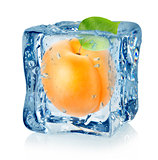 Ice cube and apricot isolated