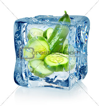 Ice cube and cucumber