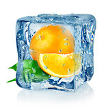 Ice cube and orange