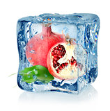 Ice cube and pomegranate