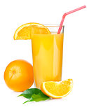 Juice with drinking straw and orange