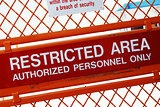 A security sign outside a restricted area