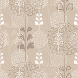 Flower decorative seamless background in sepia