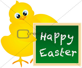 Happy Easter Chick with Chalkboard Illustration
