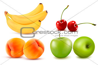 Group of fresh colorful fruit. Vector illustration.