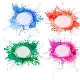 Collection of colorful abstract watercolor backgrounds. Vector.