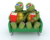 tortoises watching a 3D Movie