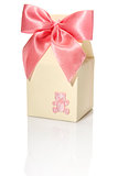 Gift Box With Pink Ribbon And Bear