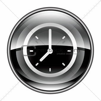 clock icon black, isolated on white background.