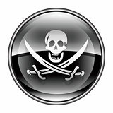 Pirate icon black, isolated on white background.