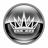 crown icon black, isolated on white background.