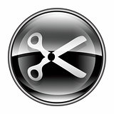 scissors icon black, isolated on white background.