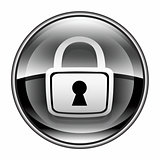 Lock icon black, isolated on white background.