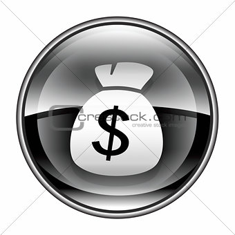 dollar icon black, isolated on white background