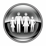 family icon black, isolated on white background.