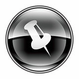 thumbtack icon black, isolated on white background.
