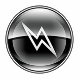 Lightning icon black, isolated on white background.