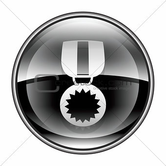 medal icon black, isolated on white background.