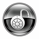Lock on, icon black, isolated on white background.