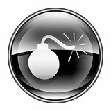 bomb icon black, isolated on white background.