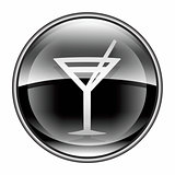wine-glass icon black, isolated on white background.