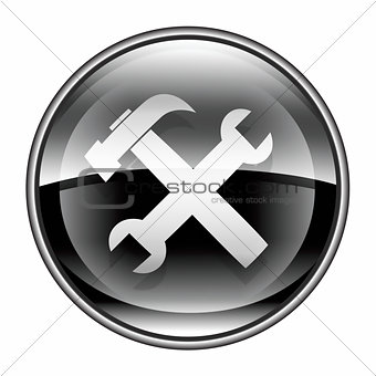 Tools icon black, isolated on white background.