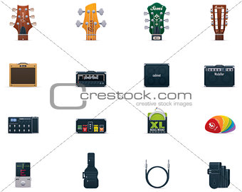 Vector guitar equipment icon set