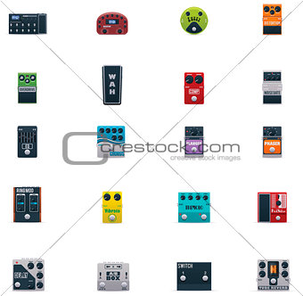 Vector guitar effects icons set
