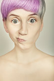 hair style colorful emotive girl portrait