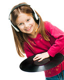 Portrait of girl in headset.