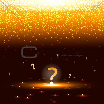 Glowing question mark with sparks