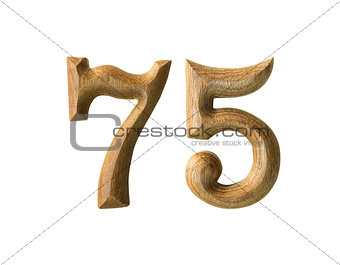 Wooden numeric 75