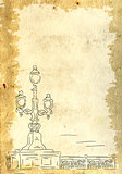 Grunge background with victorian lantern 
