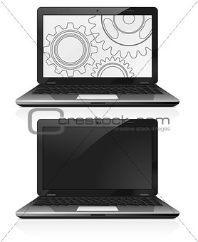 Laptop with gears on the screen