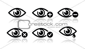 Eye sight icons set - vector