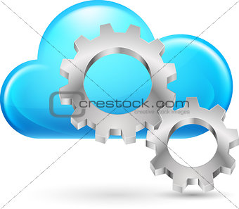 Cloud with gearwheel