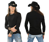 Male with blank black long sleeve shirt
