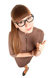 Fun portrait of a strict woman in glasses