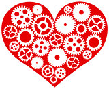 Red Heart with Mechanical Gears Illustration
