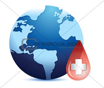 Earth globe in a blood drop