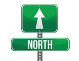 road sign to the north geographical direction