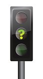 Traffic lights with yellow question mark signal