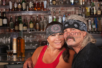 Loving Husband and Wife in Bandannas