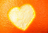 Heart shape carved in orange peel
