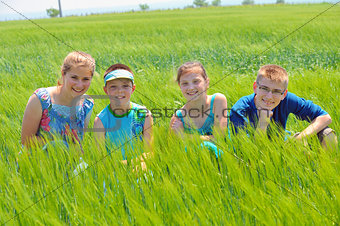 Cousins in wheat field