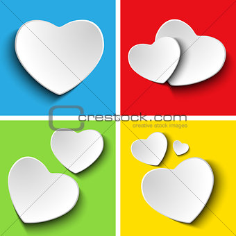 Valentines Day Set of Four Colorful Squares