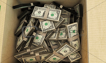 dollars in a box