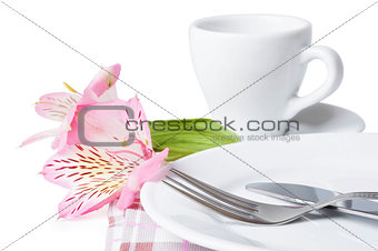 dishes and flowers