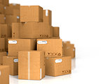 Cardboard Boxes on White Background.